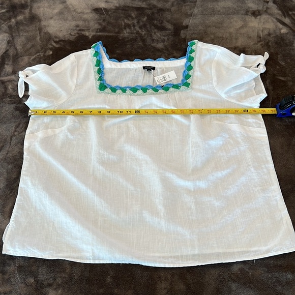 🎉Host Pick 2x🎉Talbots White Crochet Trim Neckline Linen Top-Size 2X Plus Petite - Picture 8 of 12